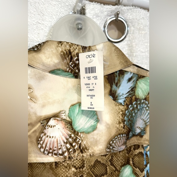 Gorgeous HTF Vintage Cache Shirt Dress NWT 8 M Beach Print Reef Seashell Animal - Picture 10 of 11